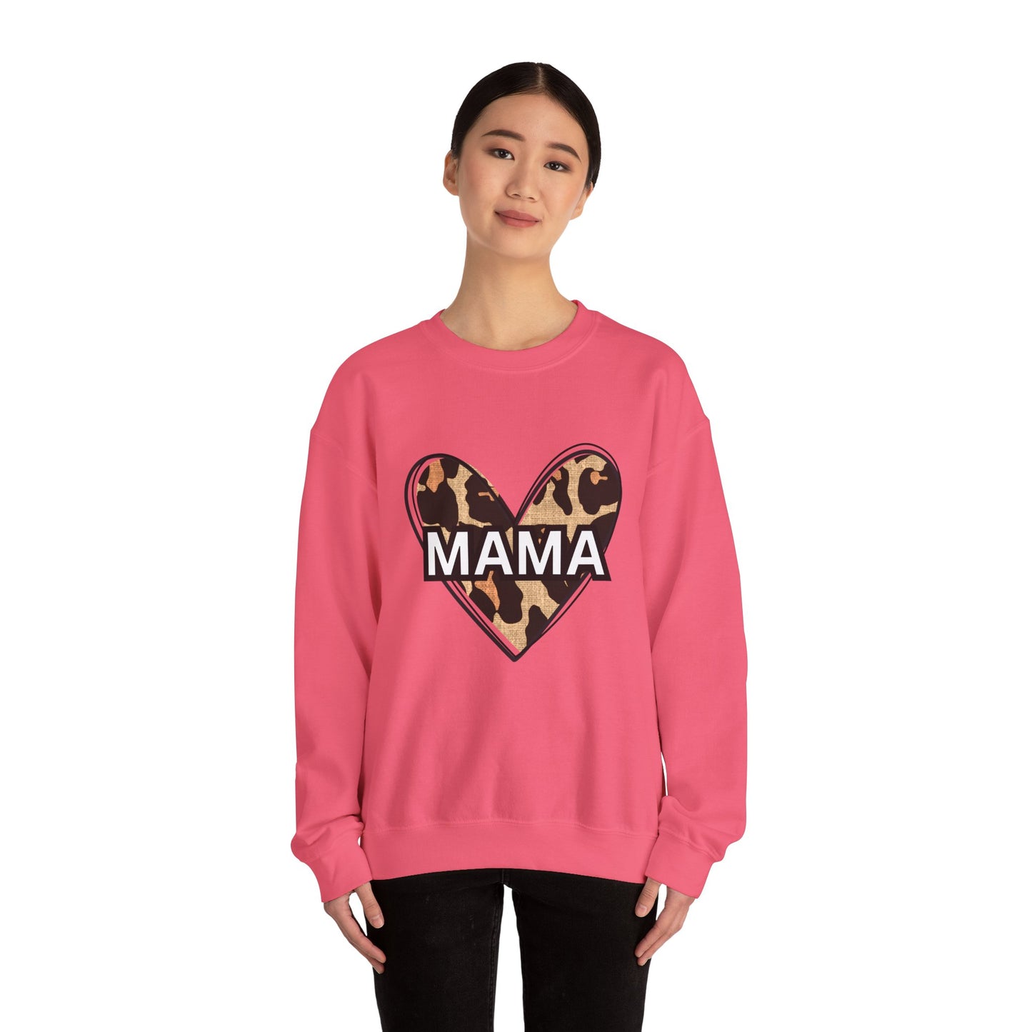 MAMA Cheetah Heart - Unisex Heavy Blend™ Crewneck Sweatshirt