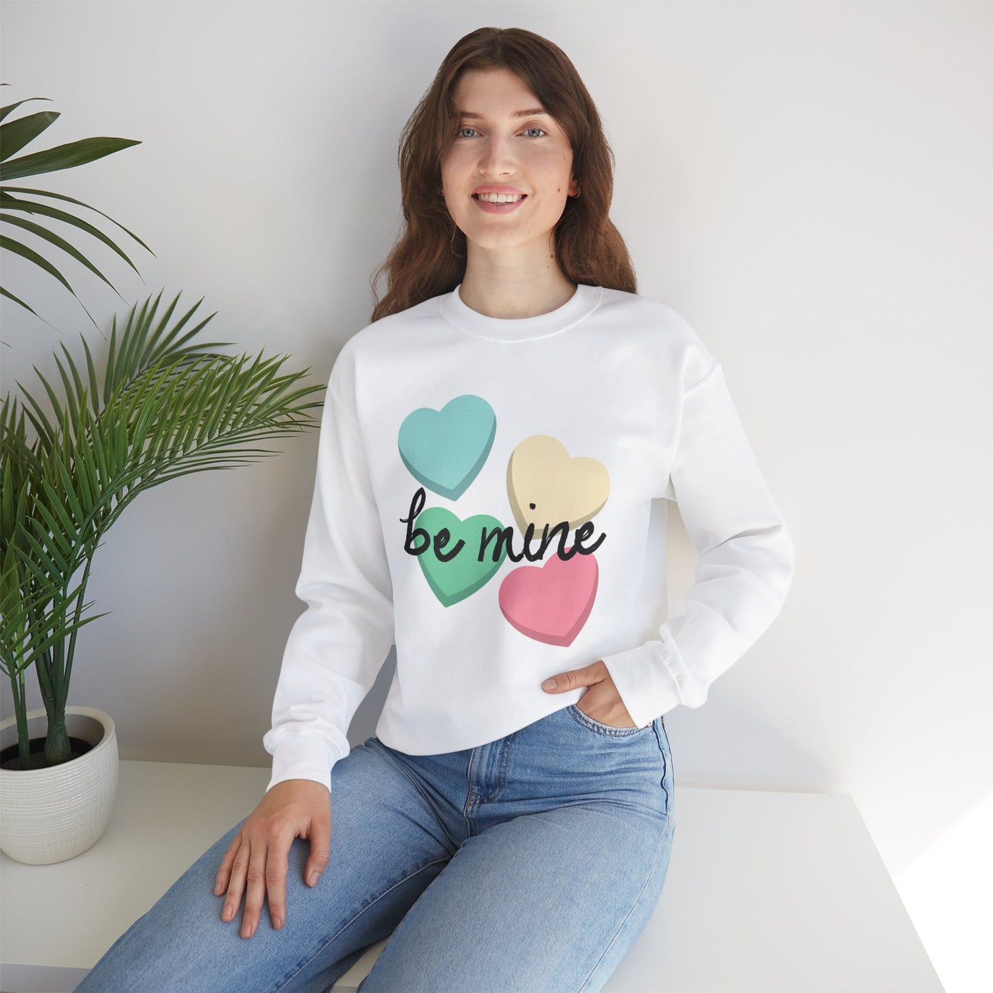 Candy Hearts Be Mine - Unisex Heavy Blend™ Crewneck Sweatshirt